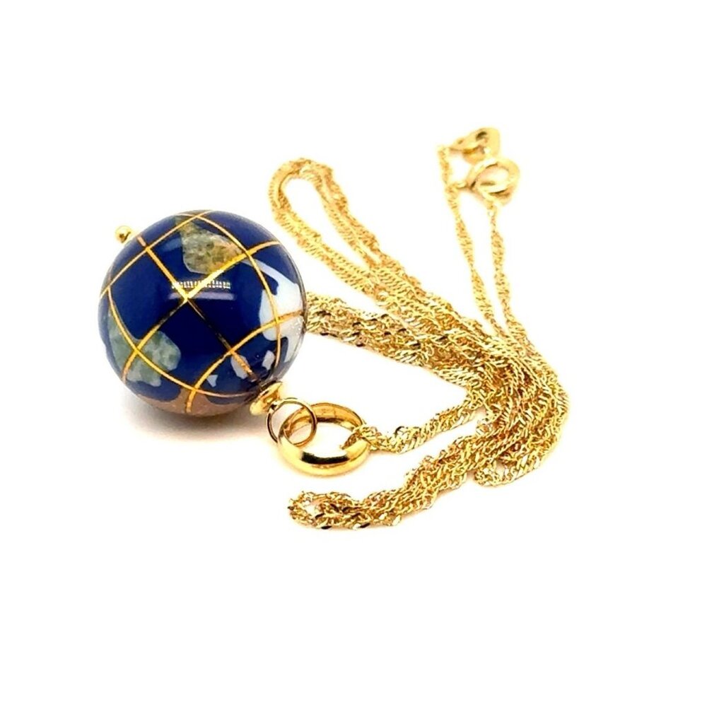 14K Gold Globe Pendant Necklace - Picture 3 of 10